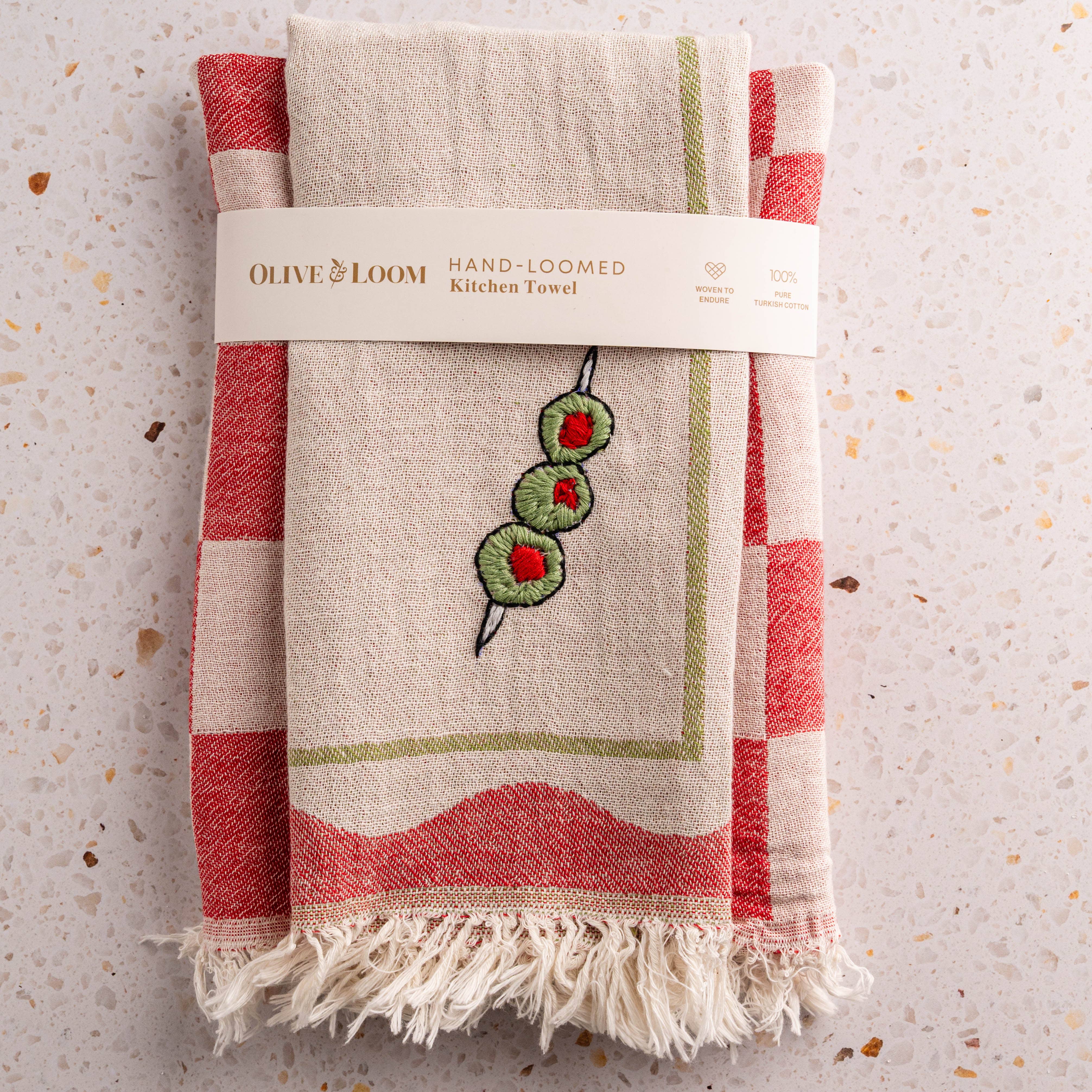Olive - Hand Stitched Kitchen Towel