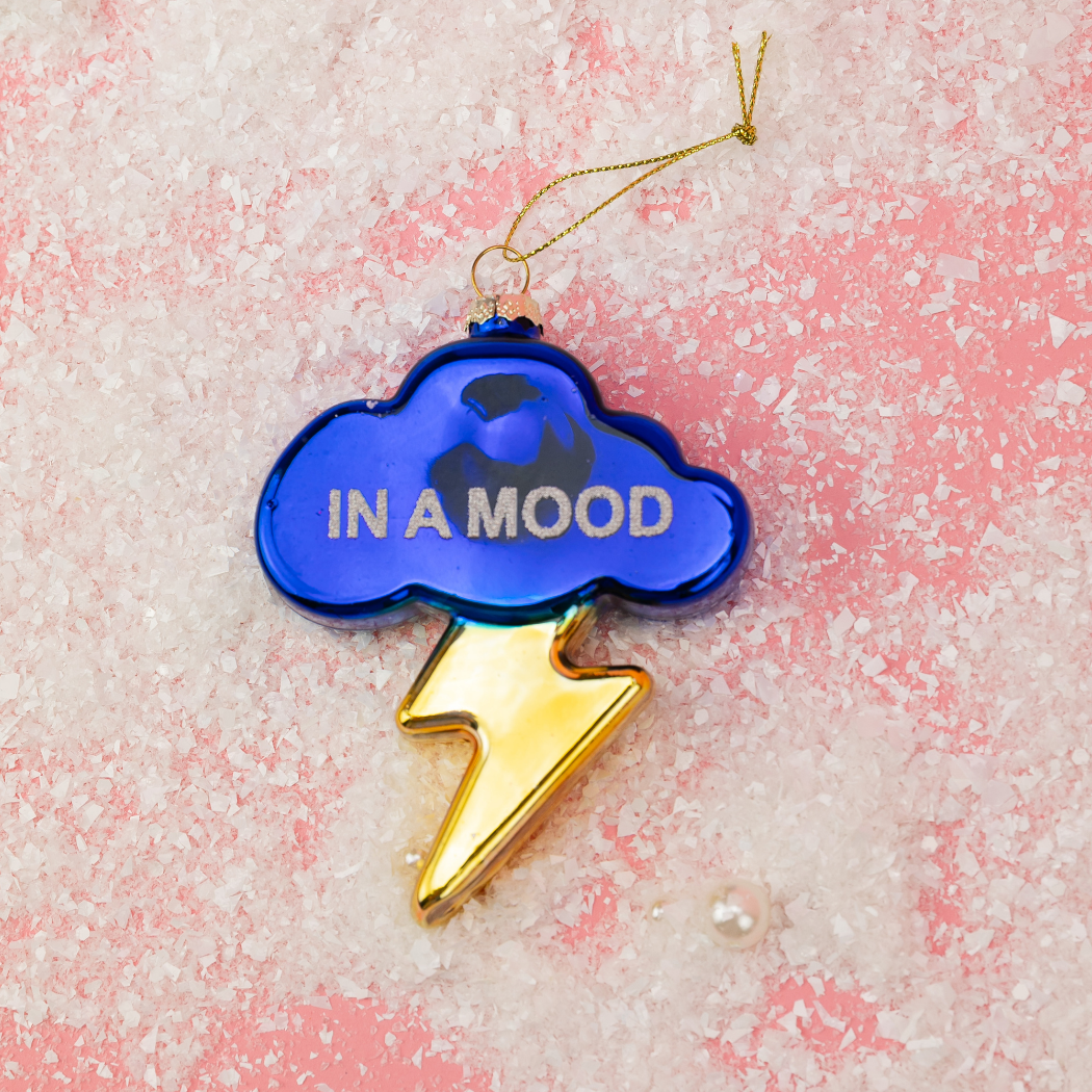 In A Mood - Lightning + Cloud Glass Ornament, Holiday Gift