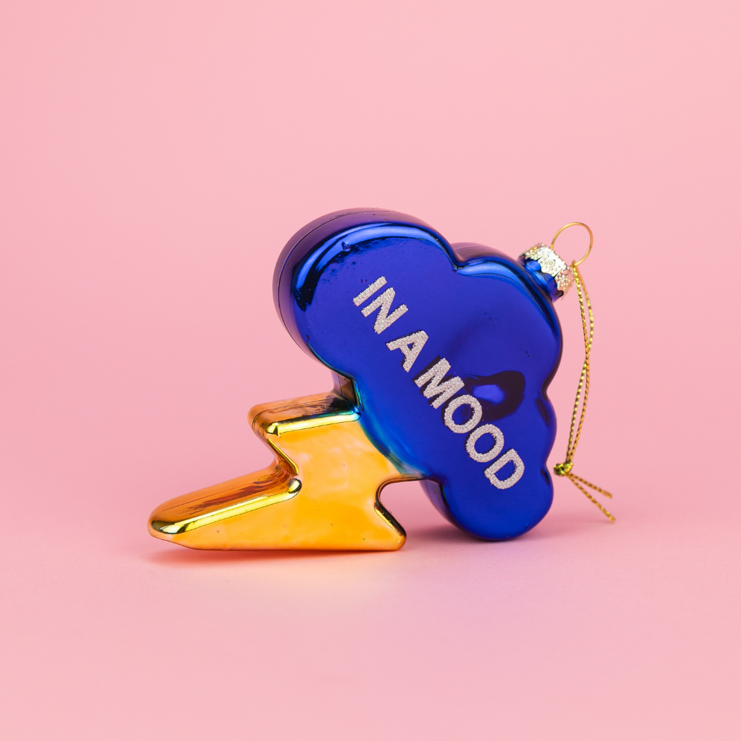 In A Mood - Lightning + Cloud Glass Ornament, Holiday Gift