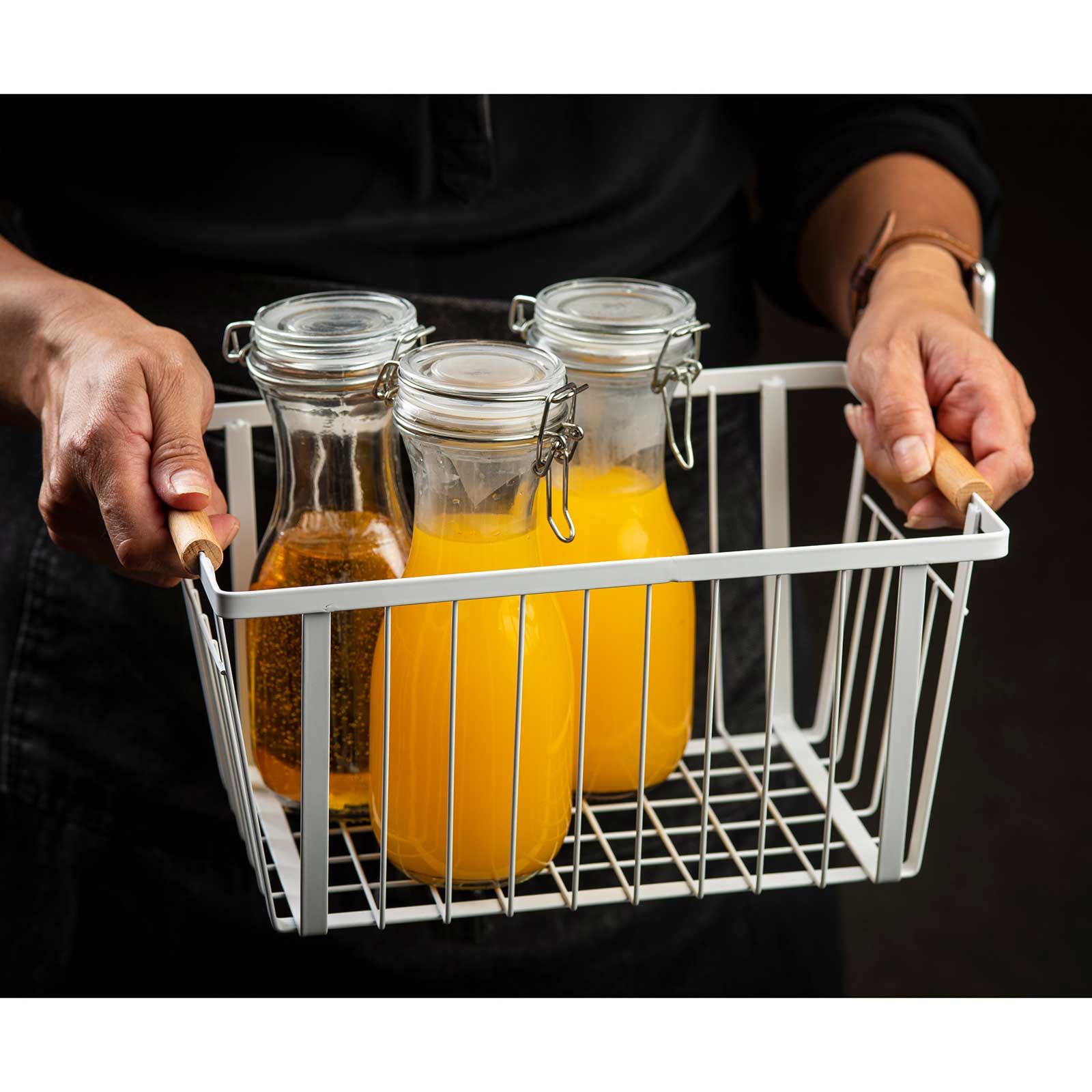 Storage Basket with Handles, White 12 x 8 x 6"