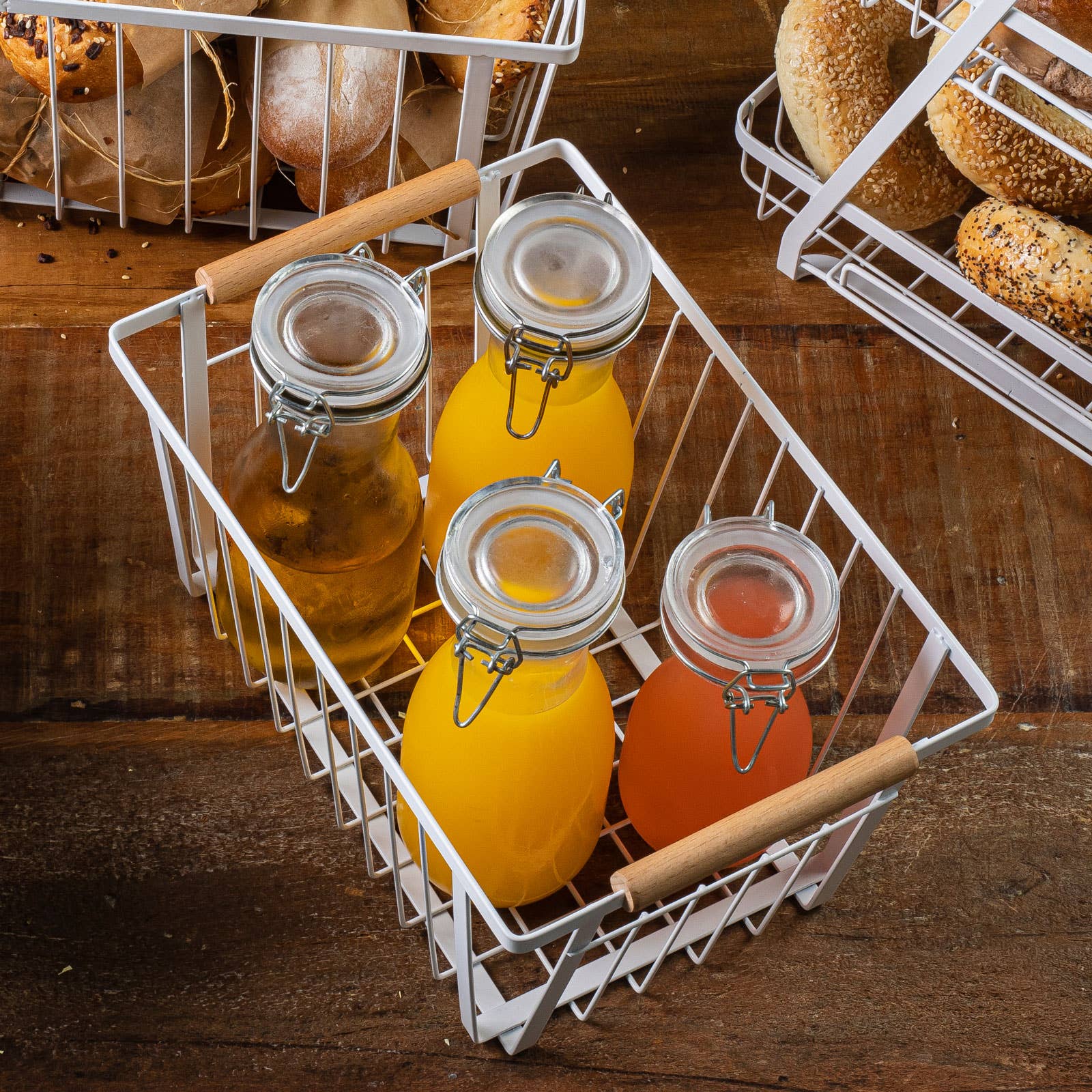 Storage Basket with Handles, White 12 x 8 x 6"