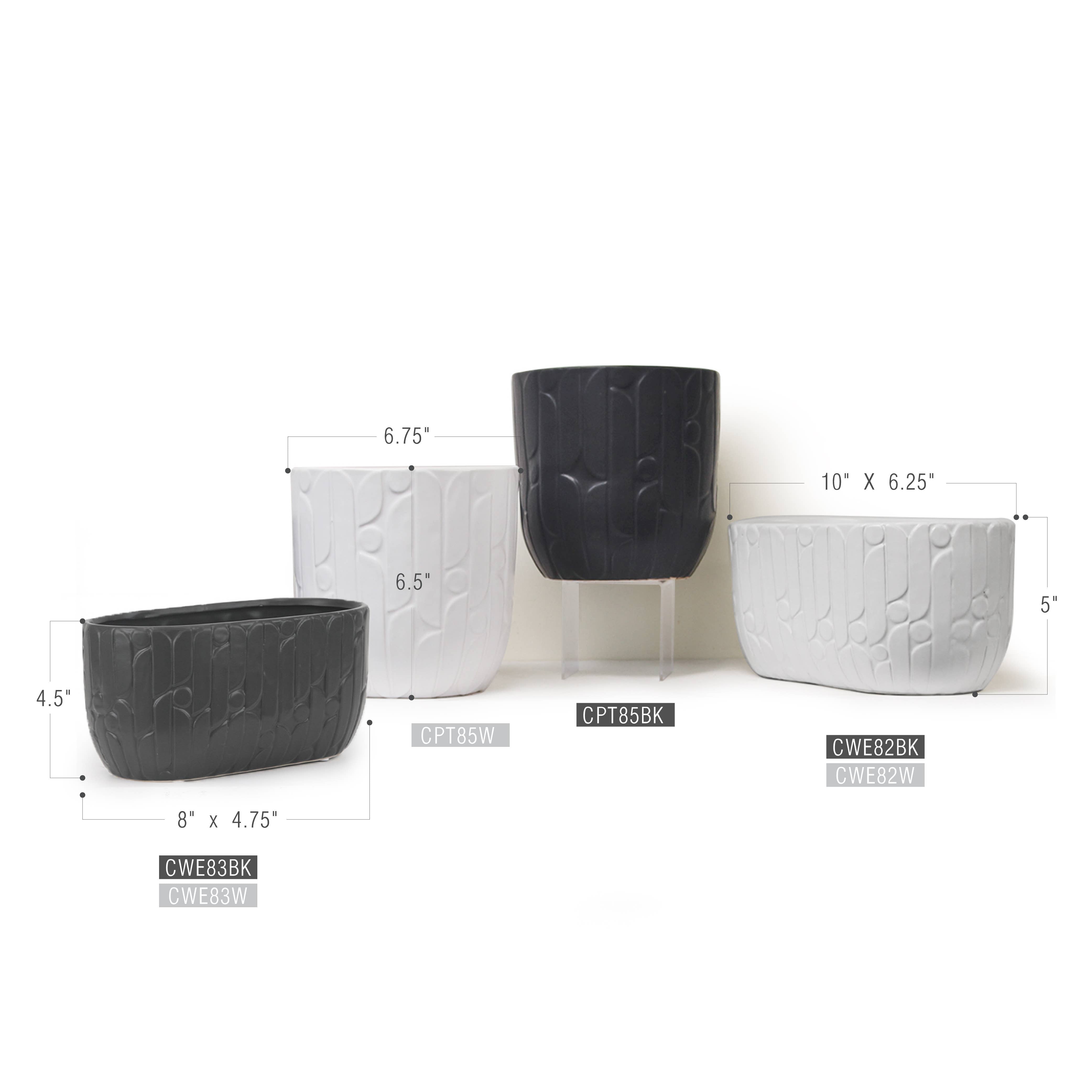 Wide Ridged Ceramic Planter