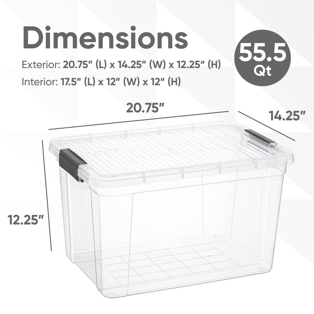 Superio Clear Closet Storage Organizing Container, 46 Liter