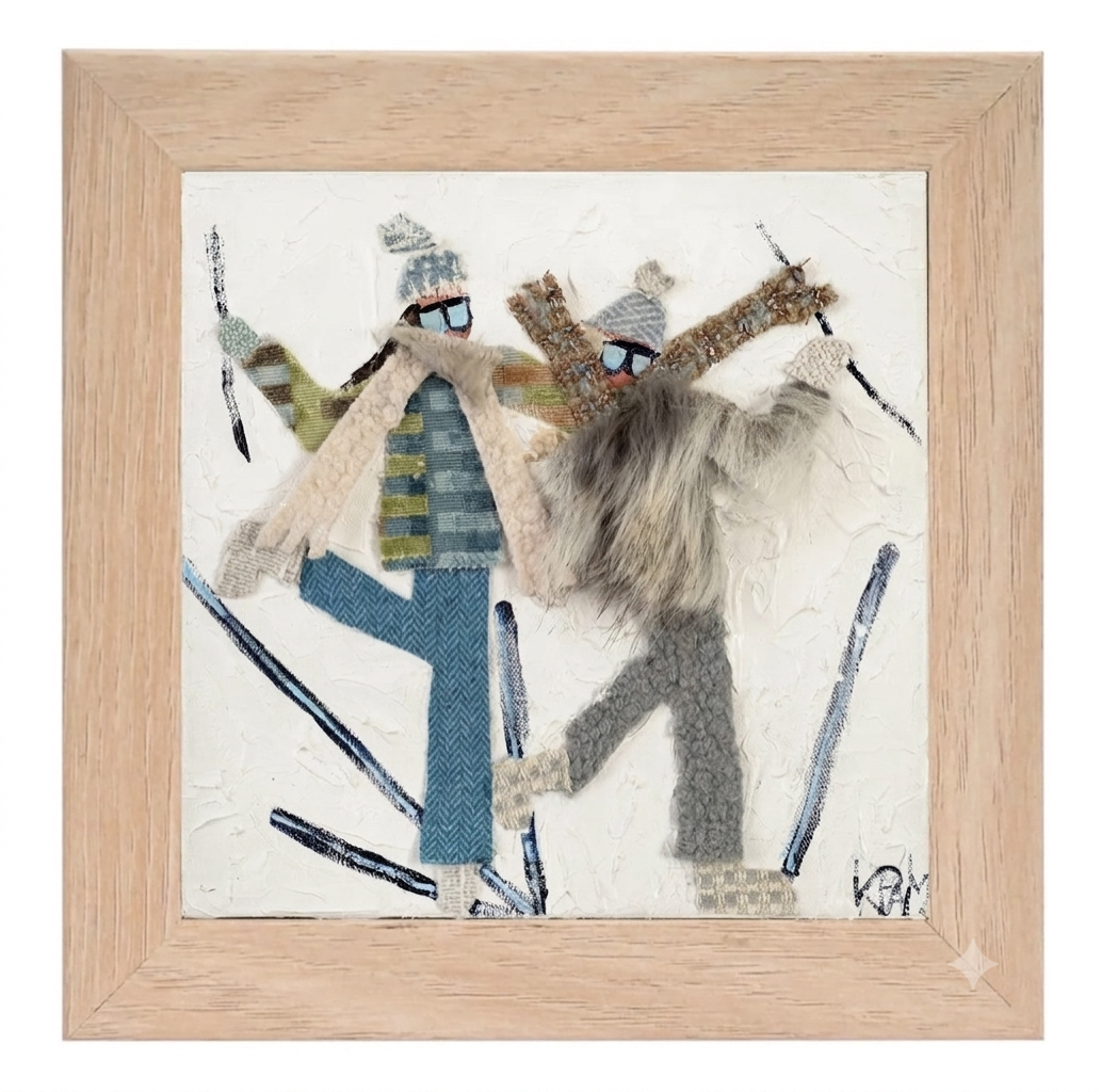 KPalm Fine Art- Two Skiers Framed