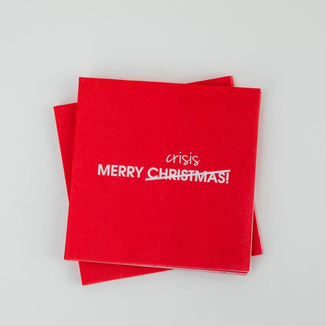 Merry Crisis - Holiday Party Cocktail Napkins, Christmas