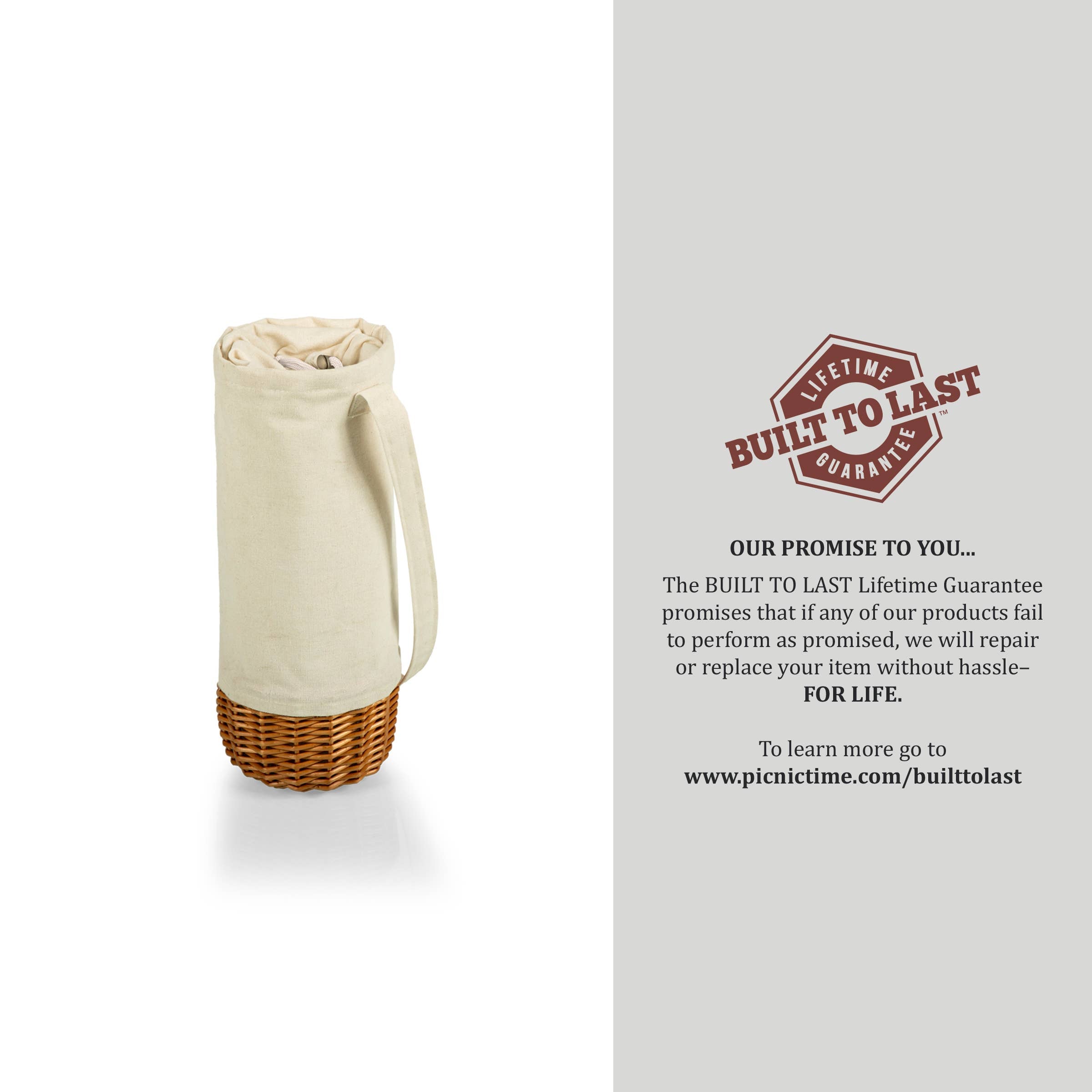 Malbec Insulated Canvas and Willow Wine Basket (Beige)