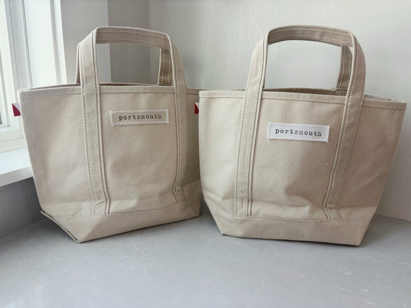 Personalized Town Name Canvas Mini Boat Tote - hand stamped