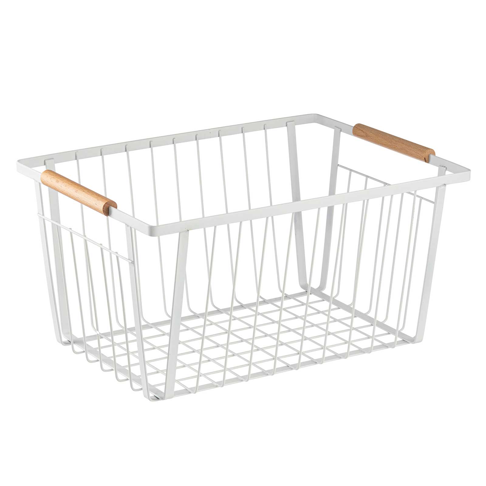 Storage Basket with Handles, White 14.5 x 10.25 x 7.25"