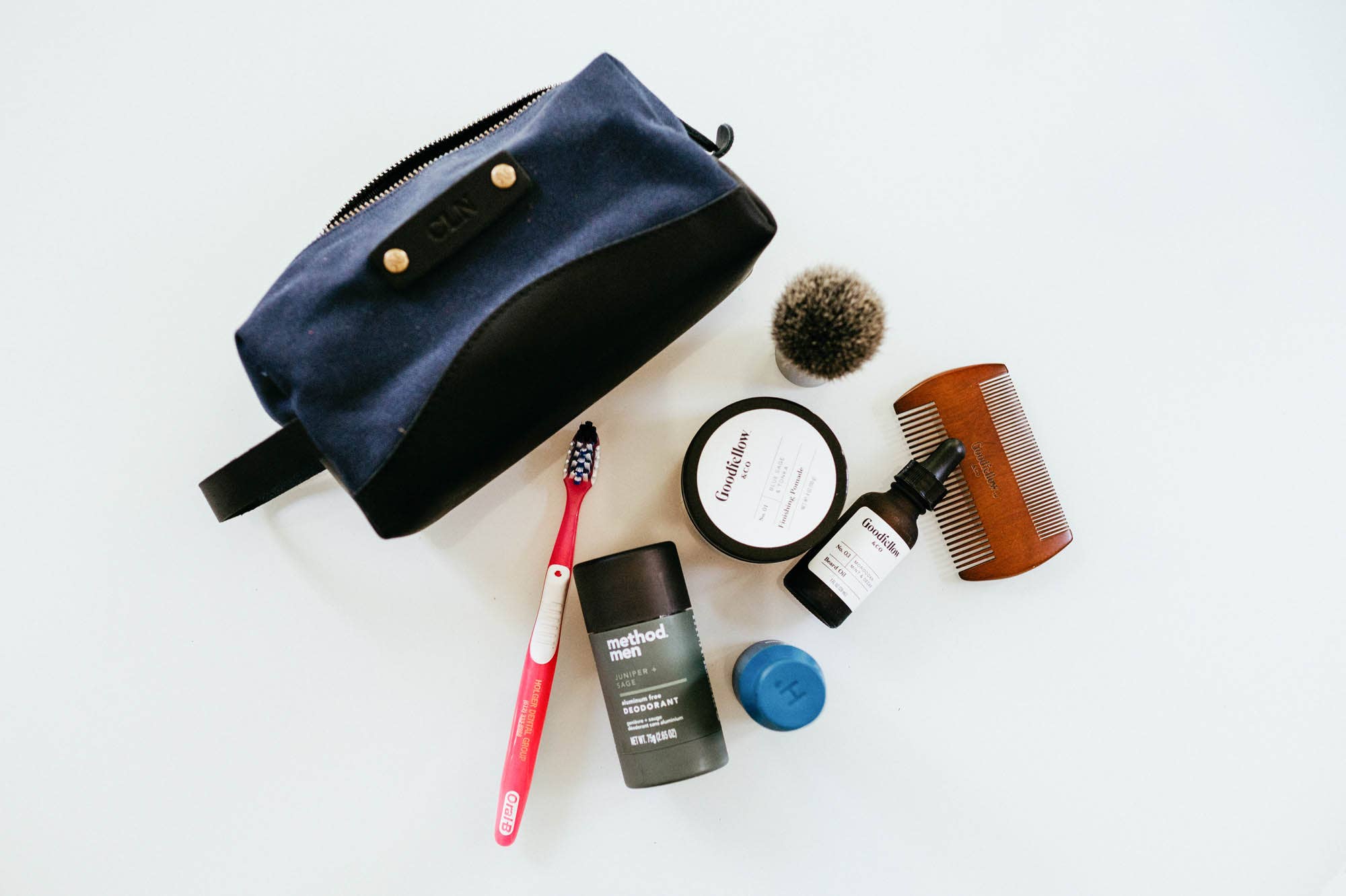 Canvas and Leather Travel Kit - Full Grain Leather - USA Made