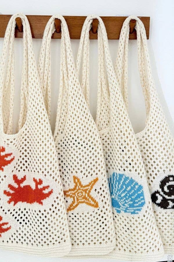 Crochet Tote Beach Bag-Ocean Theme