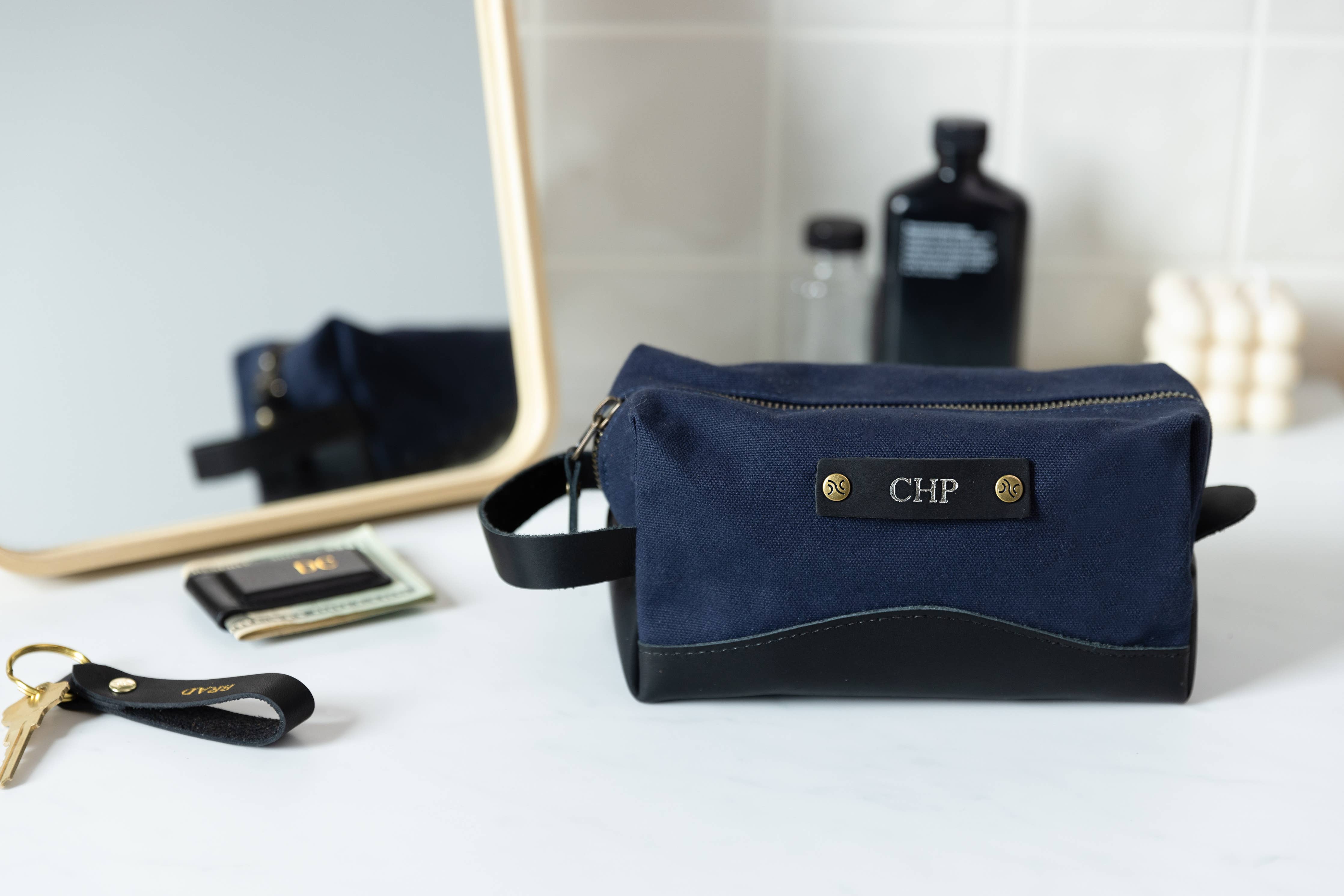 Canvas and Leather Travel Kit - Full Grain Leather - USA Made