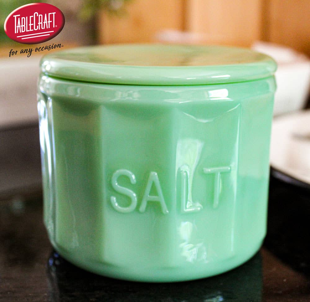 Jadeite Glass Collection Salt Cellar With Lid