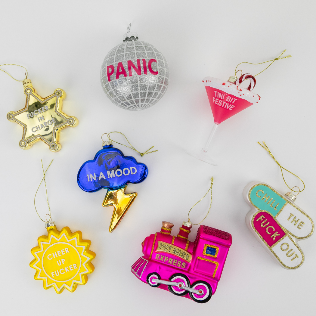 In A Mood - Lightning + Cloud Glass Ornament, Holiday Gift