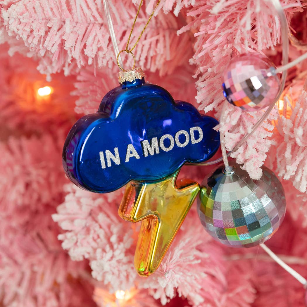 In A Mood - Lightning + Cloud Glass Ornament, Holiday Gift
