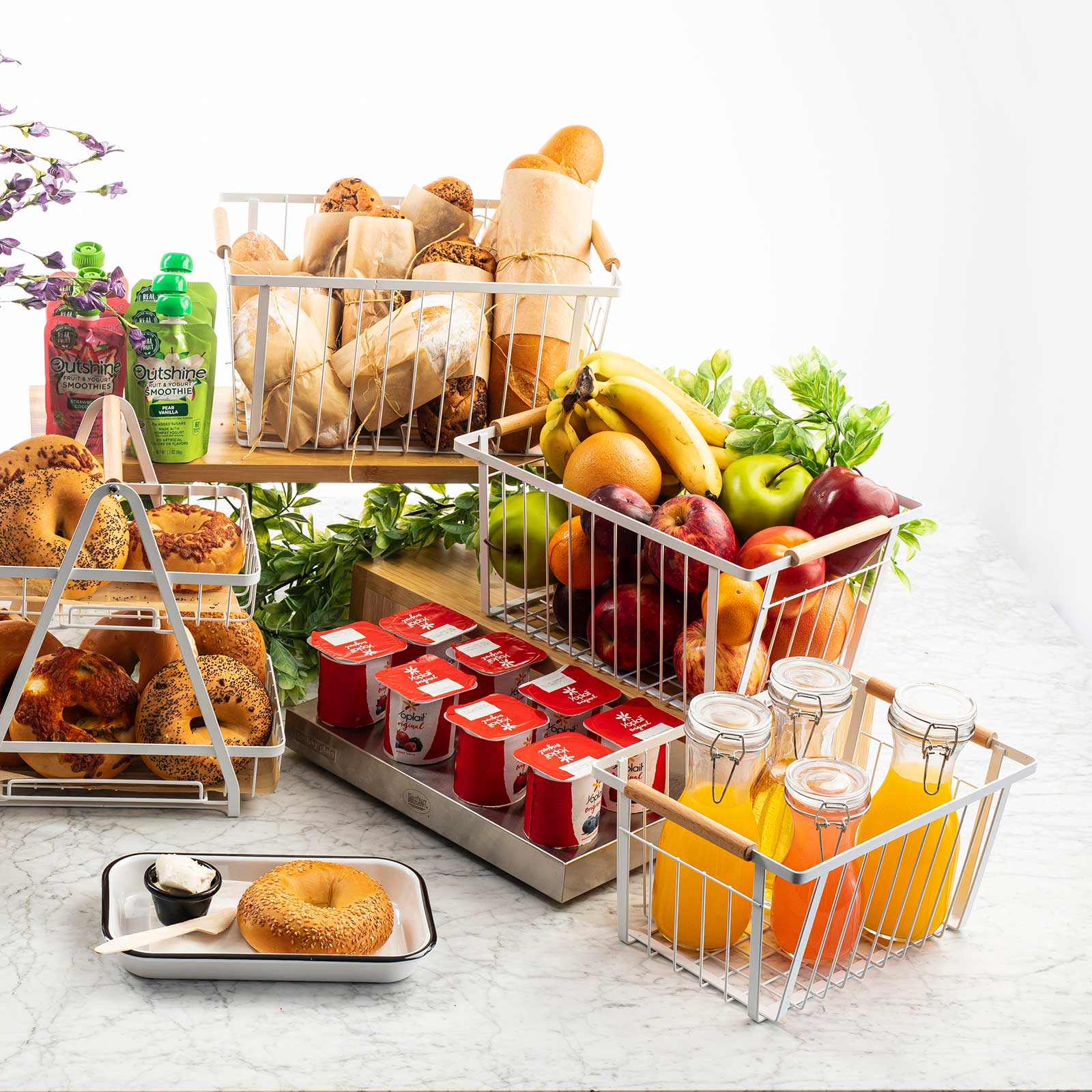 Storage Basket with Handles, White 12 x 8 x 6"