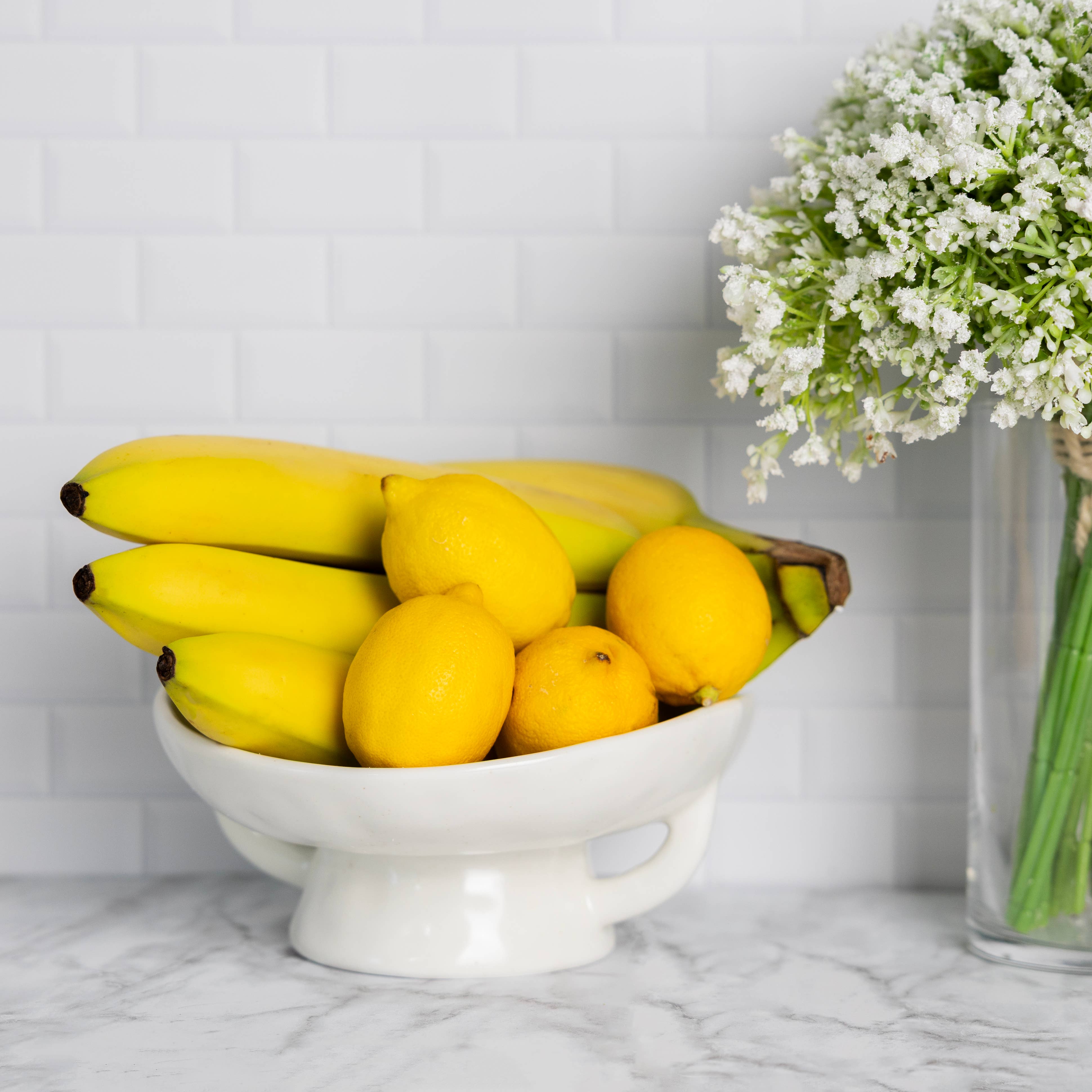 Fox Run White Ceramic Fruit Bowl, 3.5" x 8" x 9"