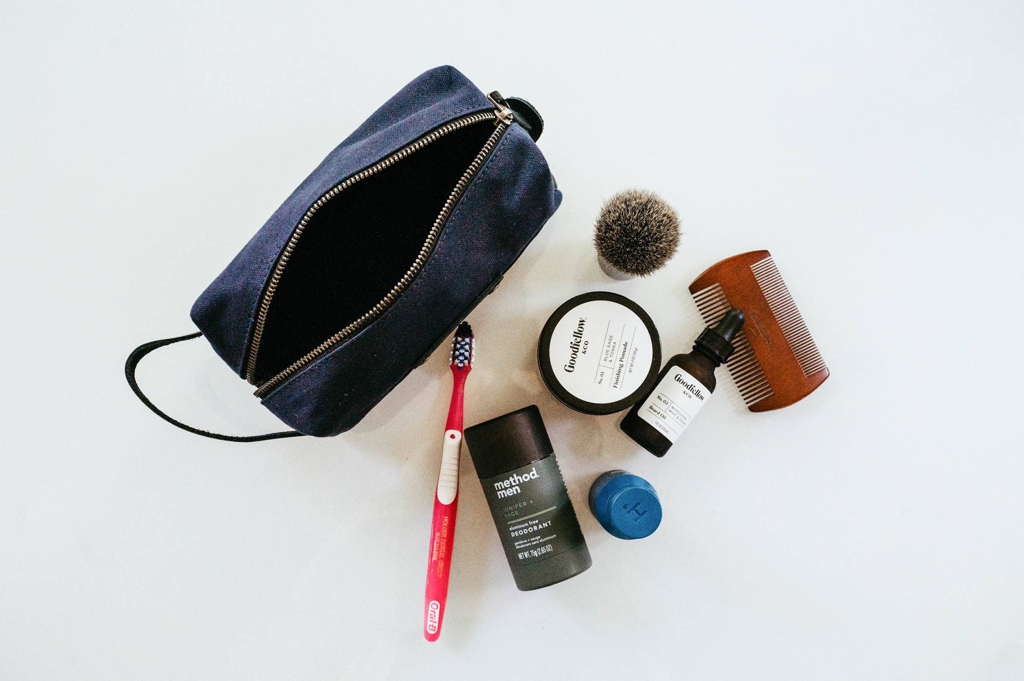 Canvas and Leather Travel Kit - Full Grain Leather - USA Made