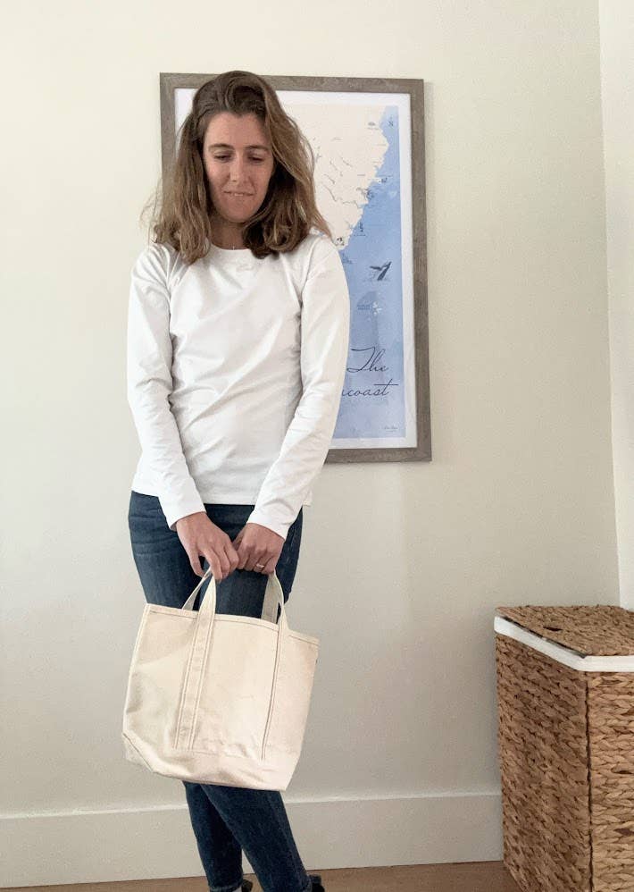 Personalized Town Name Canvas Mini Boat Tote - hand stamped