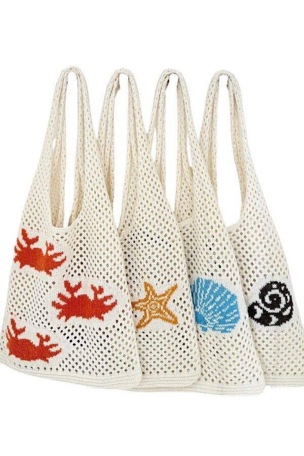 Crochet Tote Beach Bag-Ocean Theme
