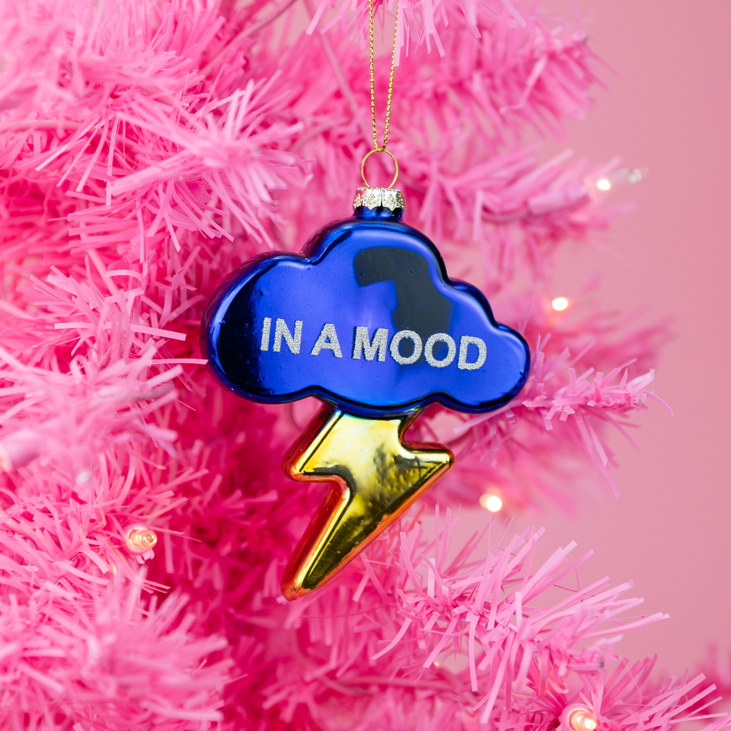 In A Mood - Lightning + Cloud Glass Ornament, Holiday Gift