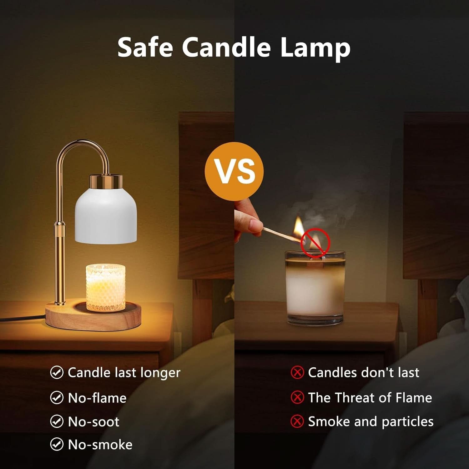 White Adjustable Candle Warmer Lamp With Programmable Dimmer