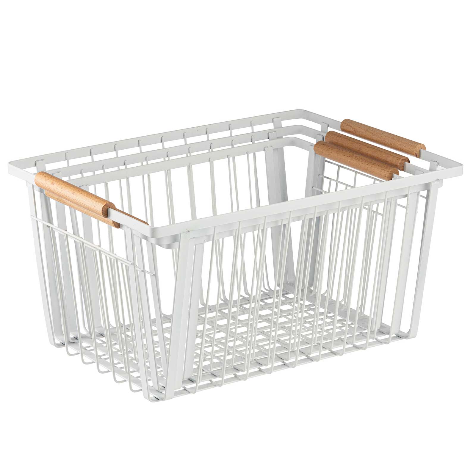 Storage Basket with Handles, White 14.5 x 10.25 x 7.25"