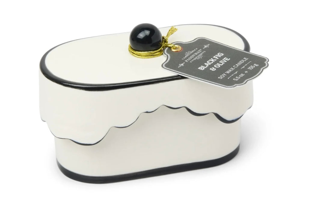 Paddywax Cherie 5.5 oz candle with black accents