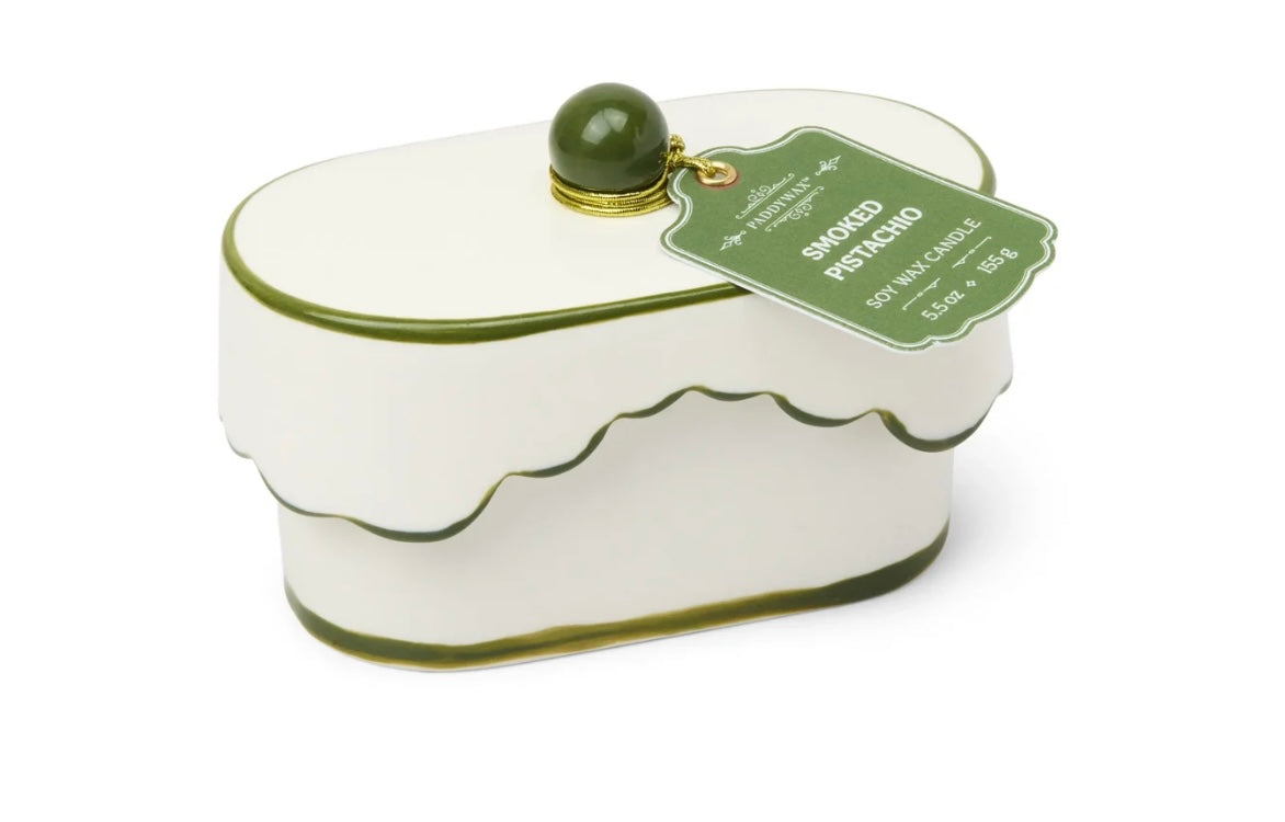 Paddywax Cherie 5.5 oz candle with green accents