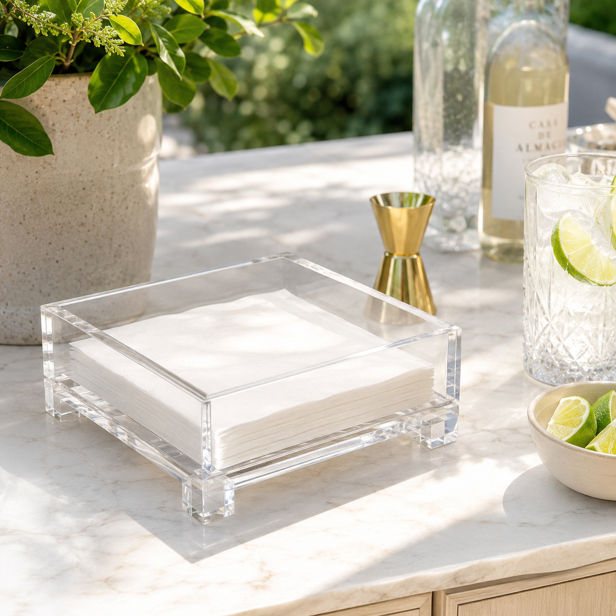 Cocktail Napkin Holder, Cube Feet