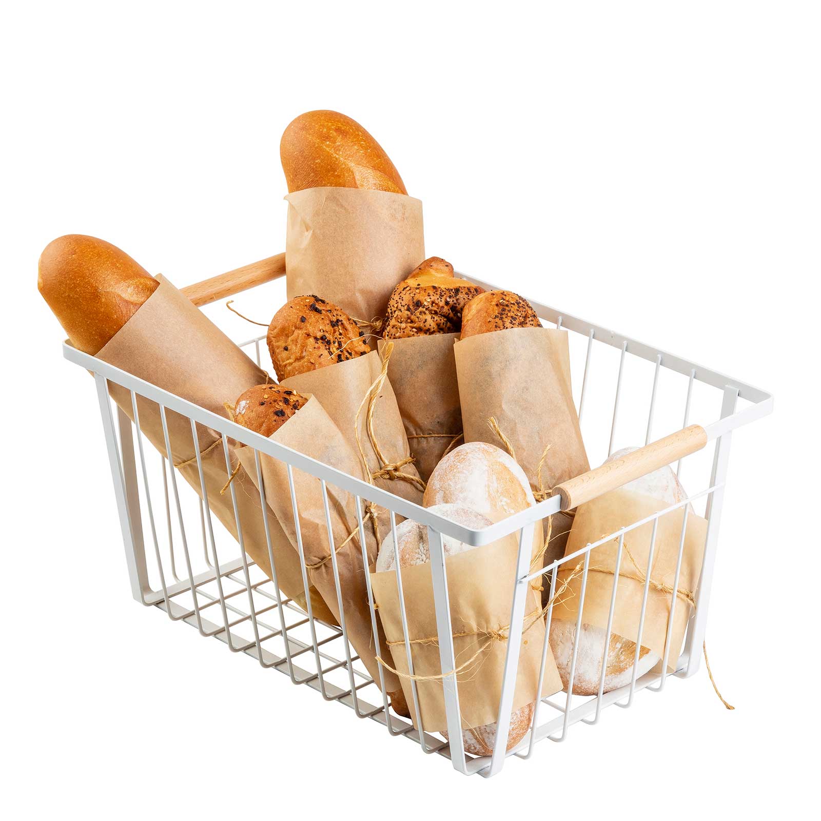 Storage Basket with Handles, White 14.5 x 10.25 x 7.25"