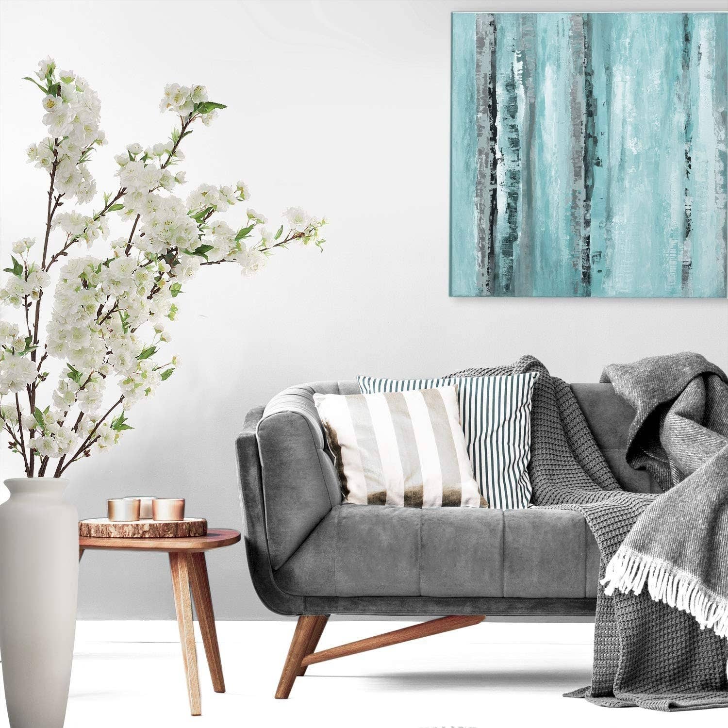 45" White Cherry Blossom Spray - Realistic Faux Flower