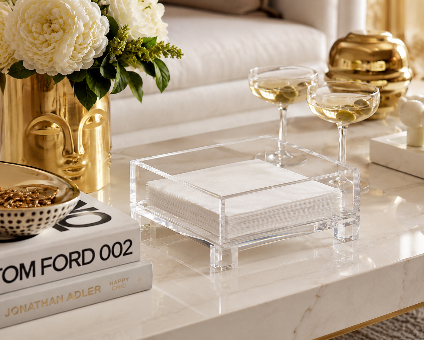 Cocktail Napkin Holder, Cube Feet