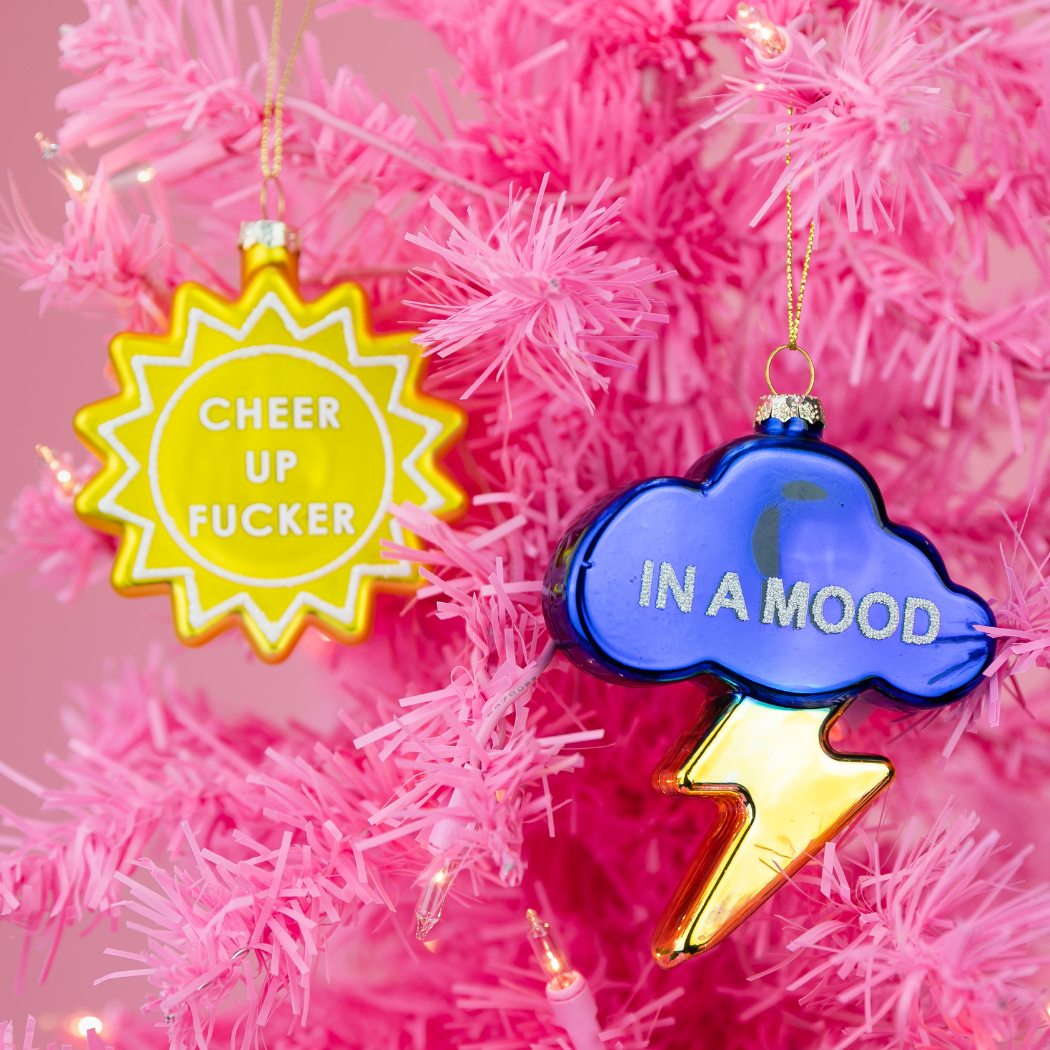 In A Mood - Lightning + Cloud Glass Ornament, Holiday Gift