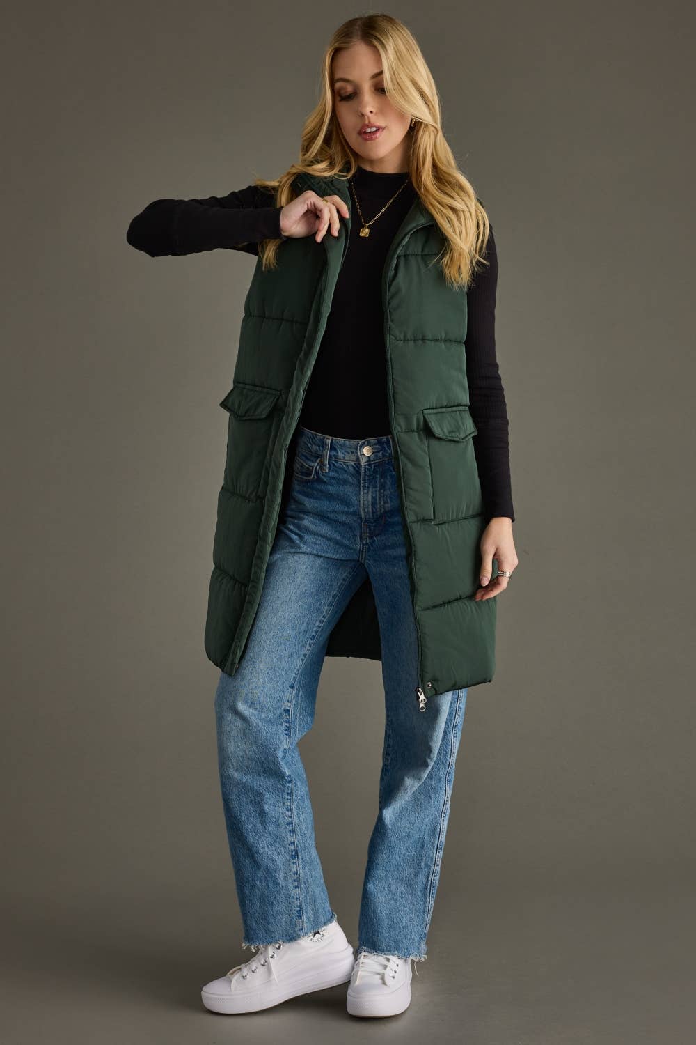 Dk. Green Long Vest