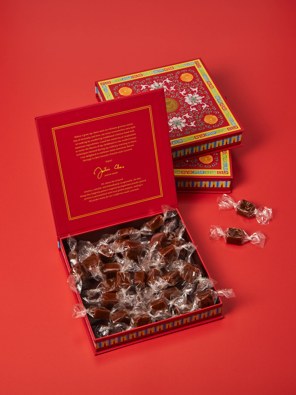Dirty Chai Caramels, Red Gift Box 6oz (Tea, Coffee, Spices)
