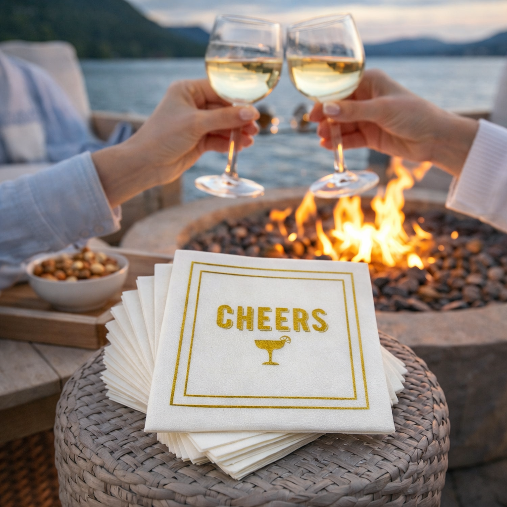 Linen-Feel Cocktail Napkins, Cheers