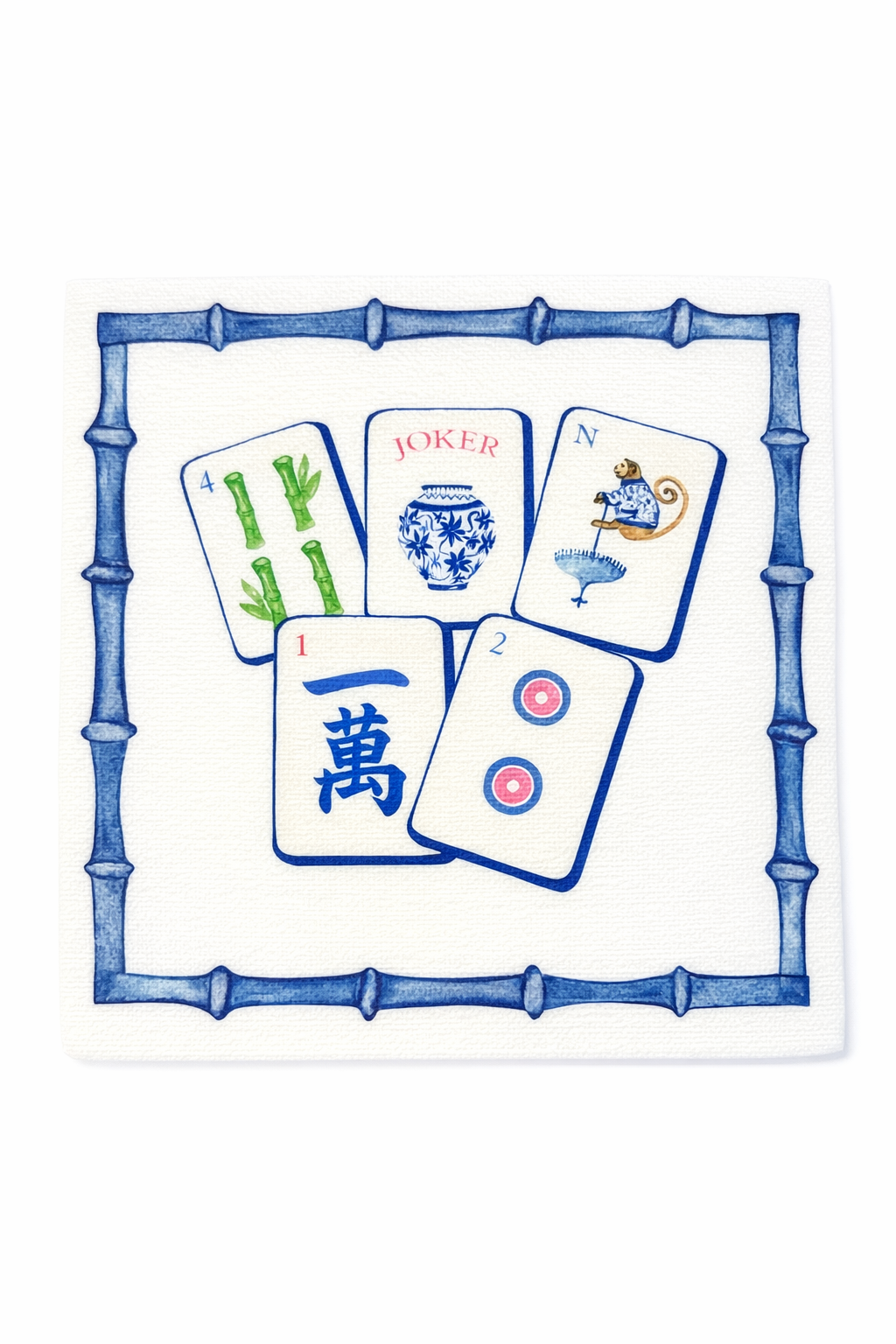 Linen-Feel Cocktail Napkins, Preppy Mahjong