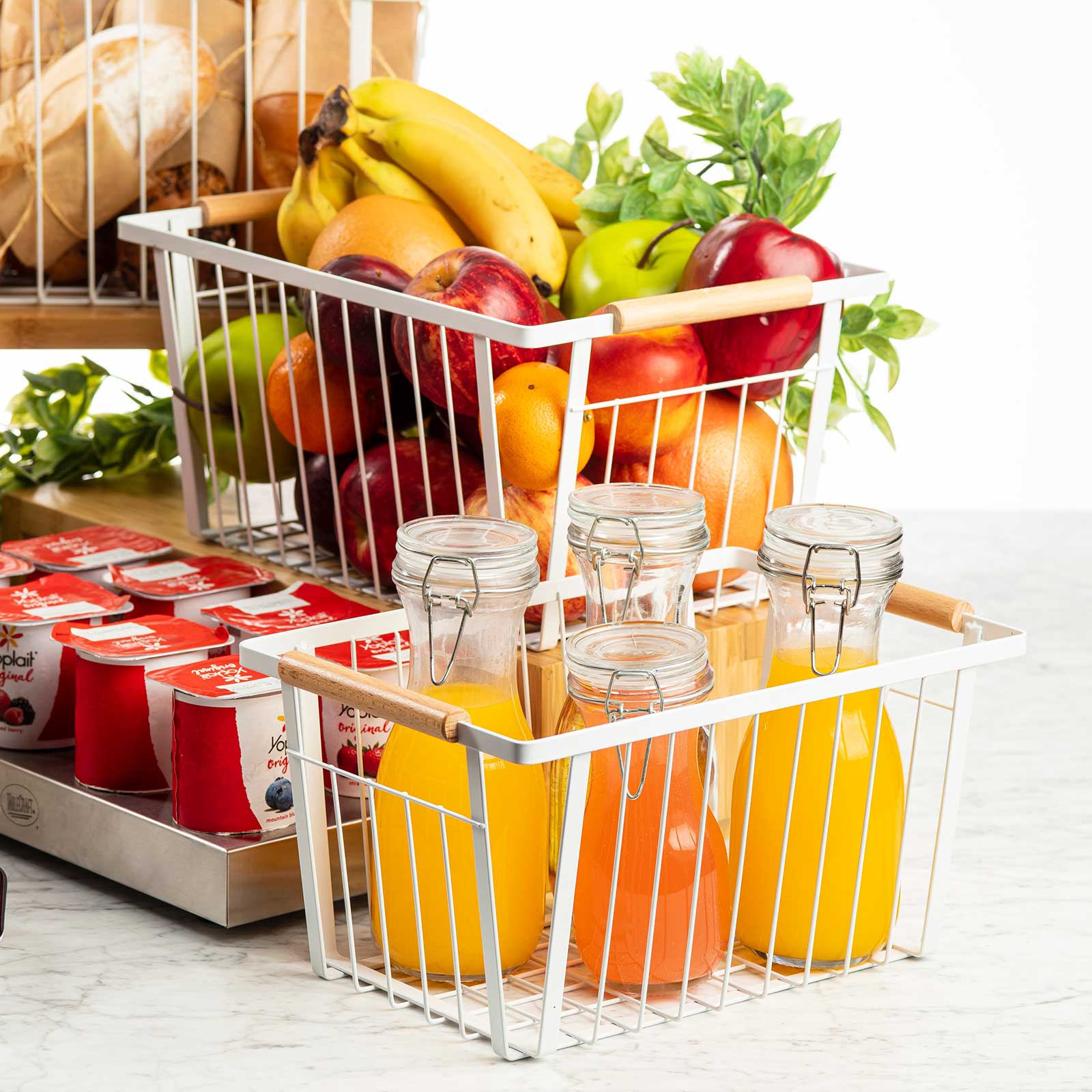 Storage Basket with Handles, White 12 x 8 x 6"
