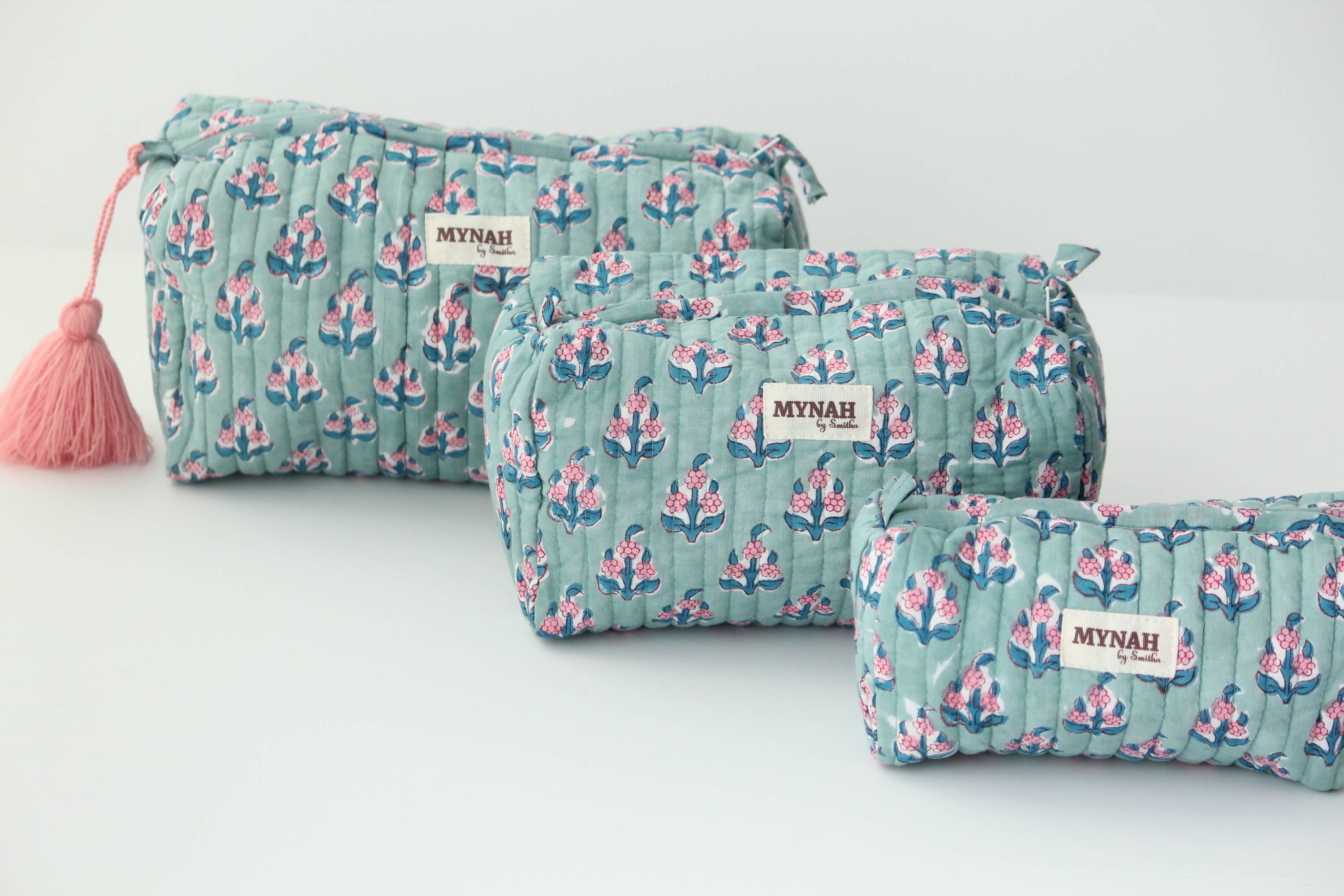 Eucalyptus floral travel/make up/organizer/bag-Set of 3