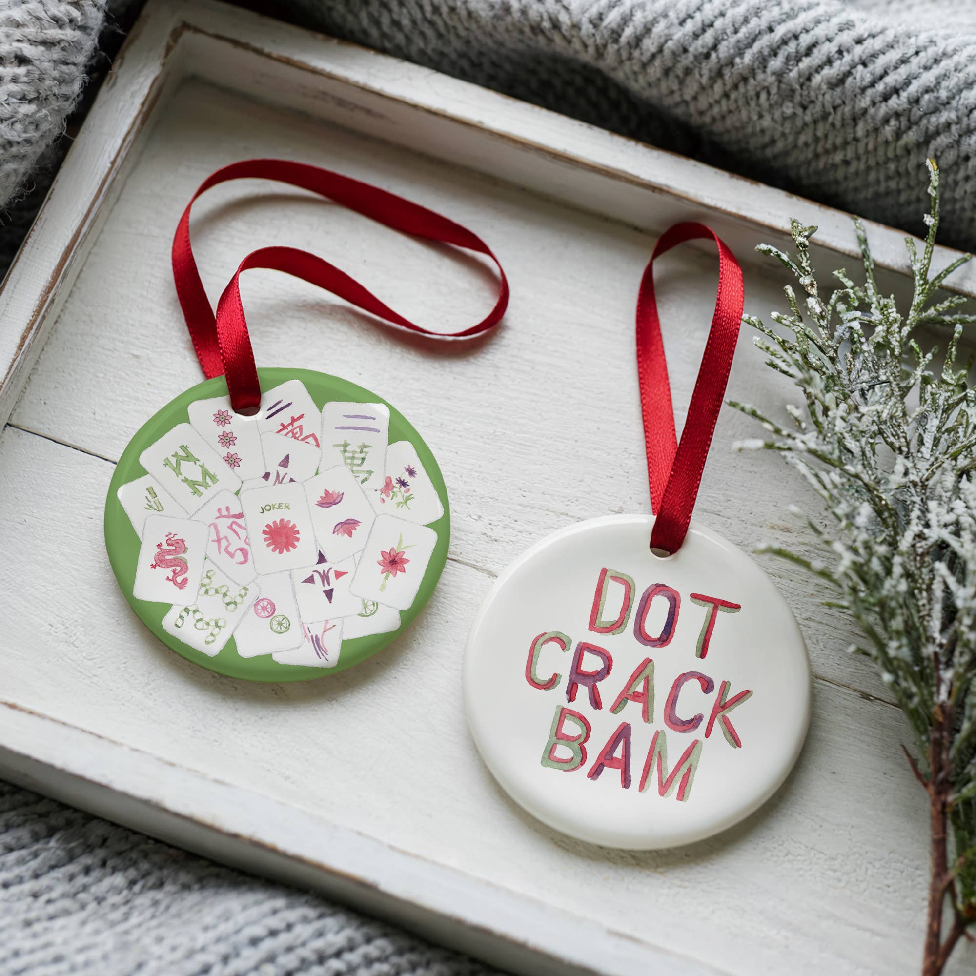 Let's Mahjong! Two Sided Ornament With Gift Box