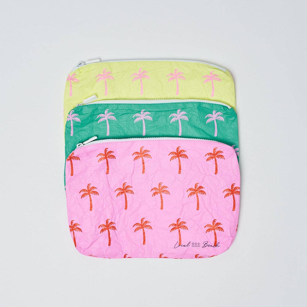 Green Neon Palms Water Resistant Tyvek Printed Pouch