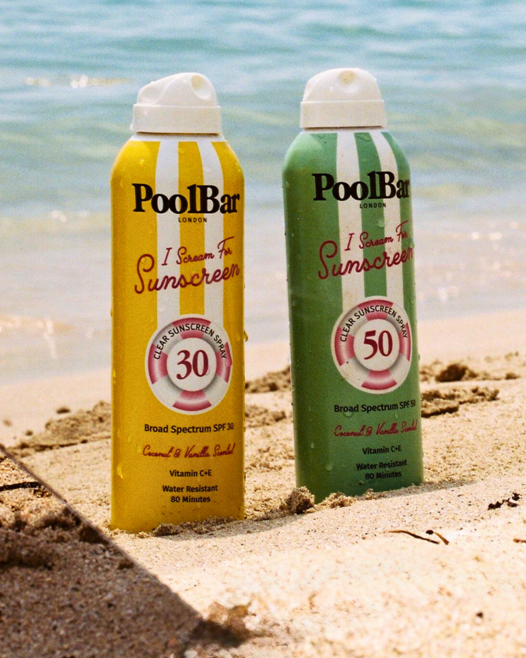 SPF 50 Clear Sunscreen Spray-Coconut and Vanilla Scented
