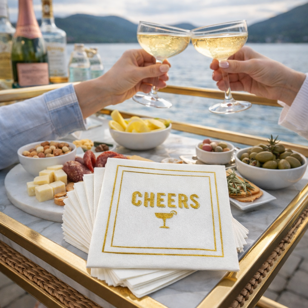 Linen-Feel Cocktail Napkins, Cheers
