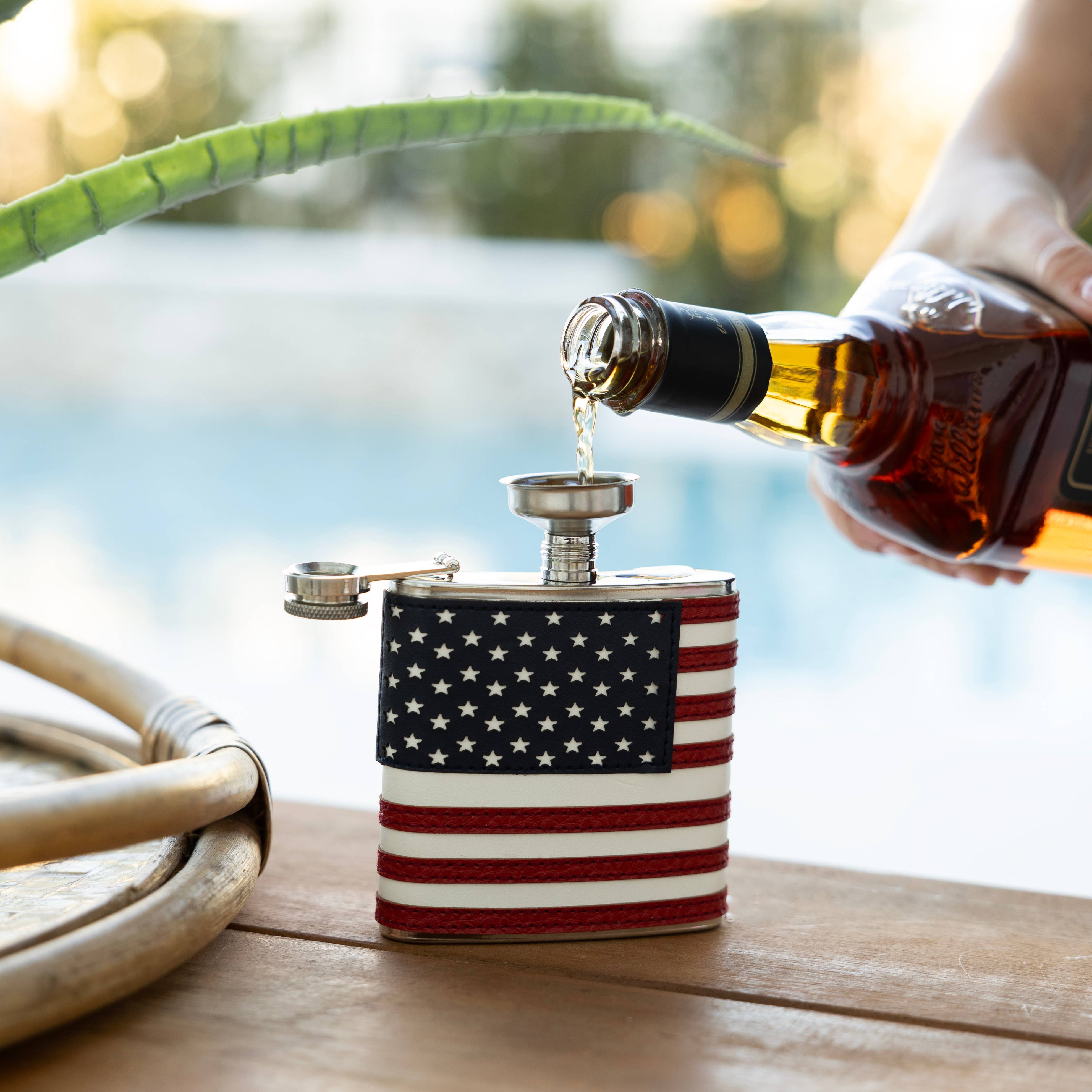 Outset American Flag Flask and Funnel Set, 6 oz