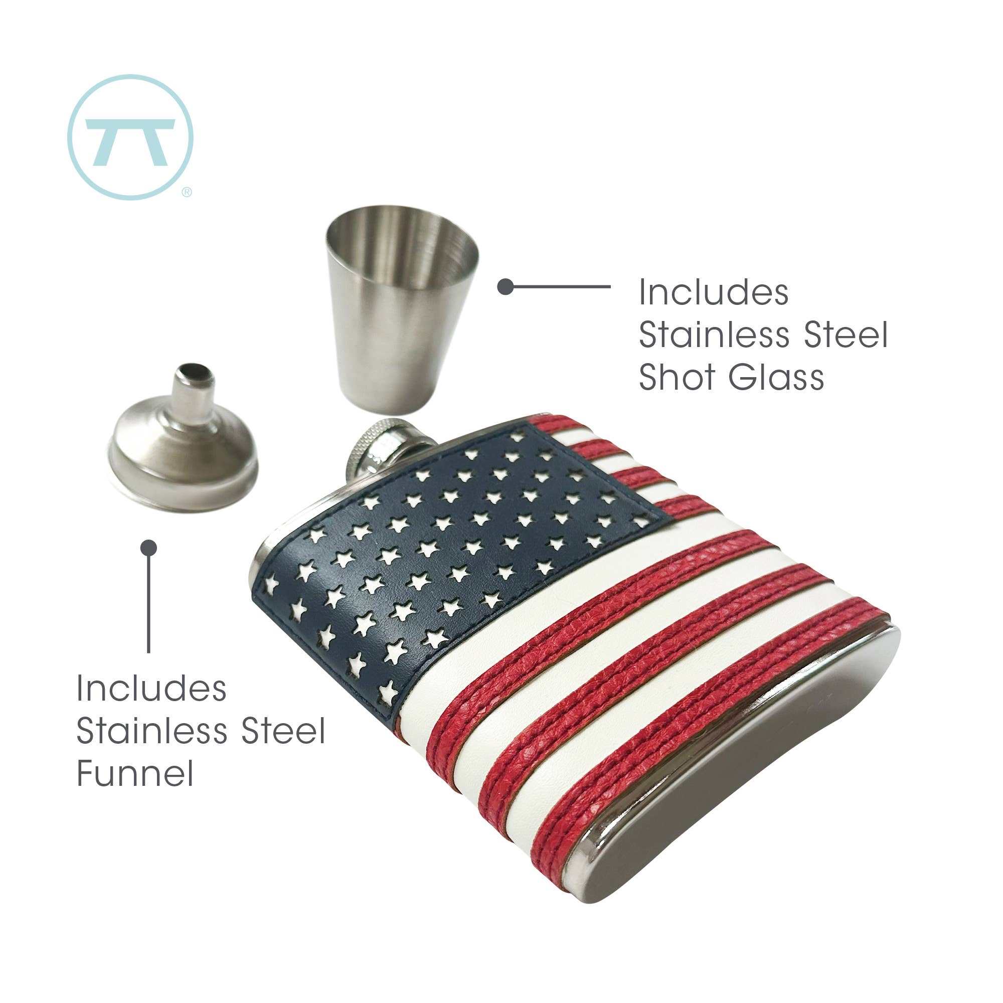 Outset American Flag Flask and Funnel Set, 6 oz