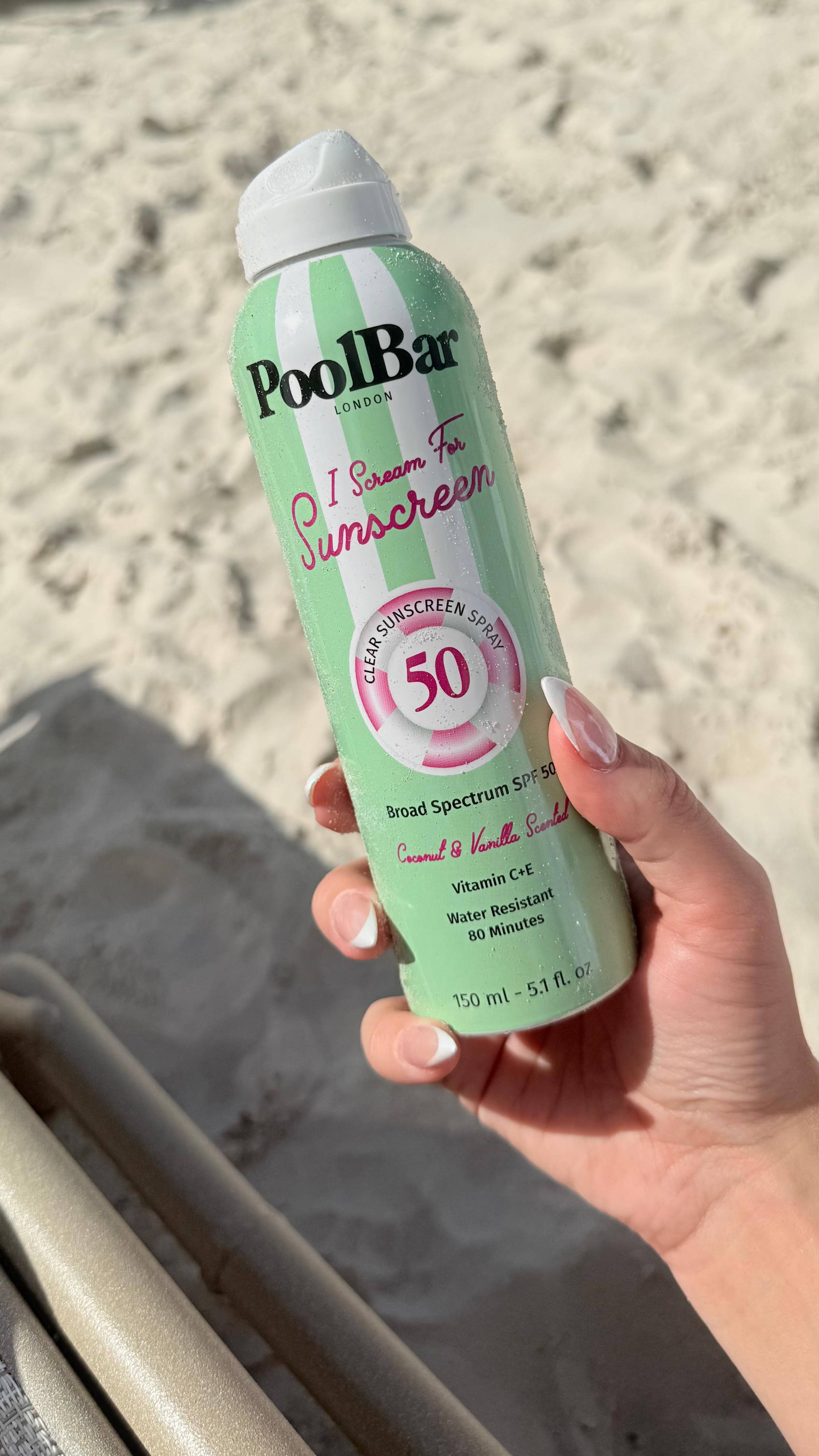 SPF 50 Clear Sunscreen Spray-Coconut and Vanilla Scented