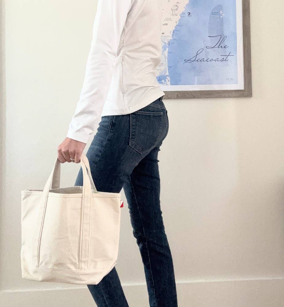 Personalized Town Name Canvas Mini Boat Tote - hand stamped