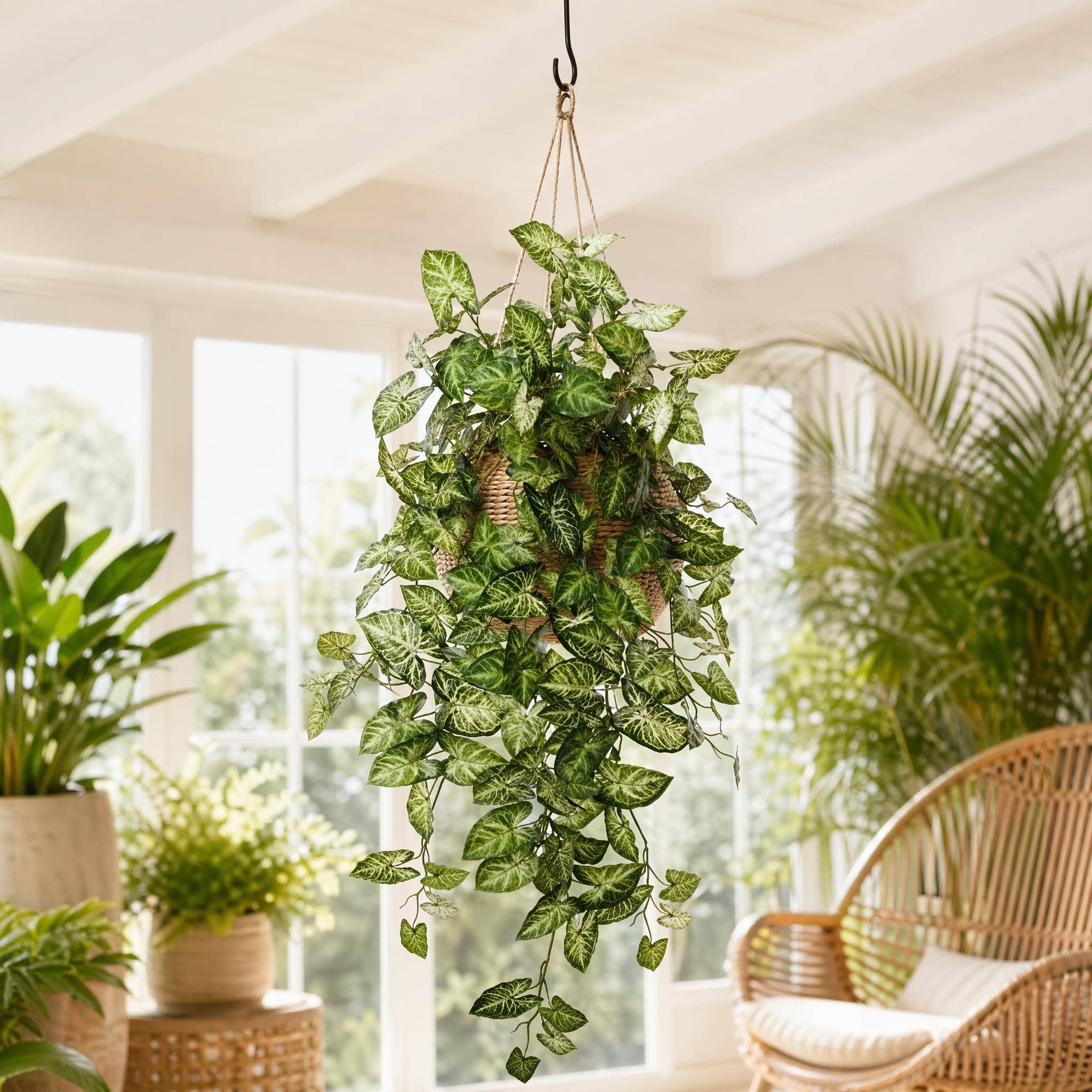 38" Nepthytis Hanging Bush With 196 Leaves Faux
