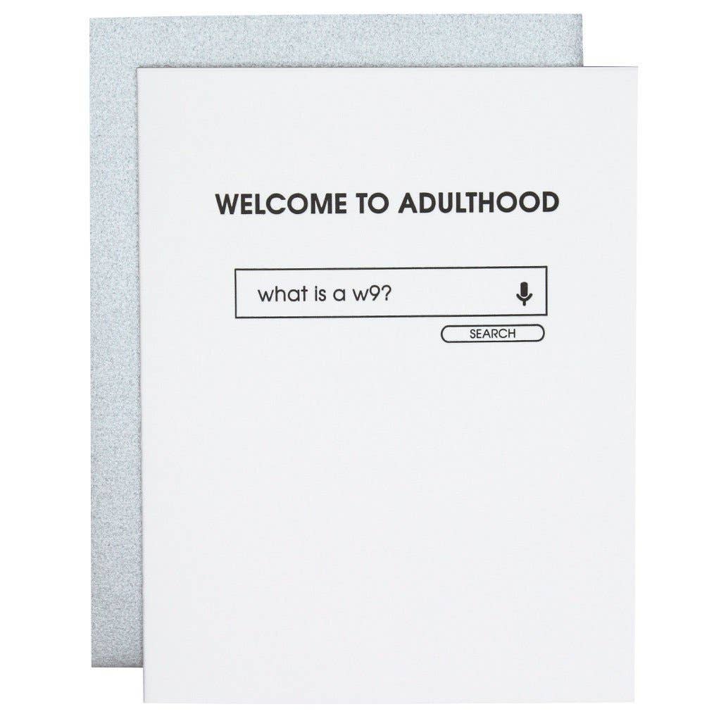 Welcome to Adulthood W9 Letterpress Graduation Card