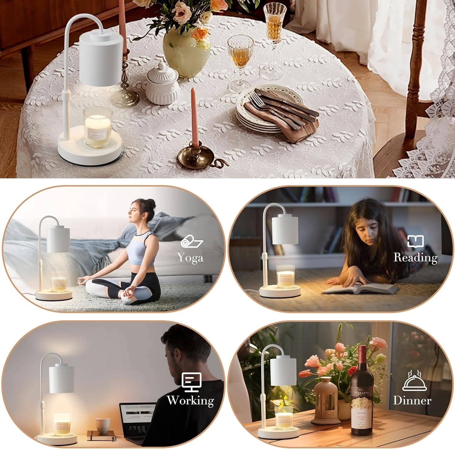 White Commercial Grade Candle Warmer Lamp With Timer